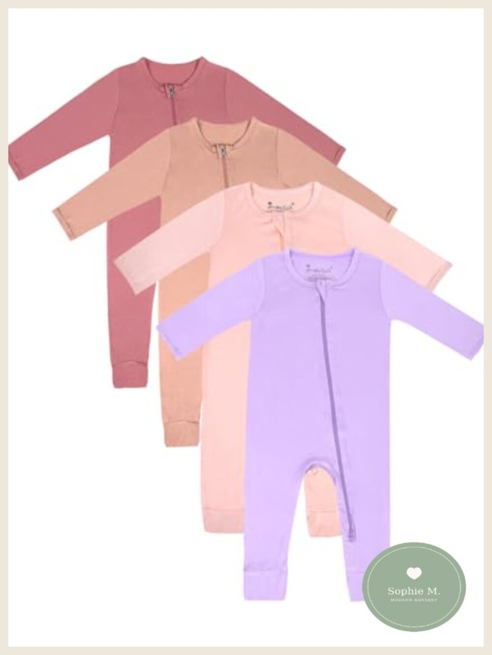 Baby Footless Pajamas 4 Pack Rayon Spandex Zip-Up Sleepwear